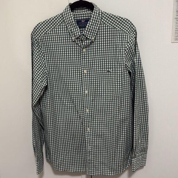 Vineyard Vines Mens Stretch Poplin Long Sleeve Gingham Shirt. Size Small. - Picture 6 of 9